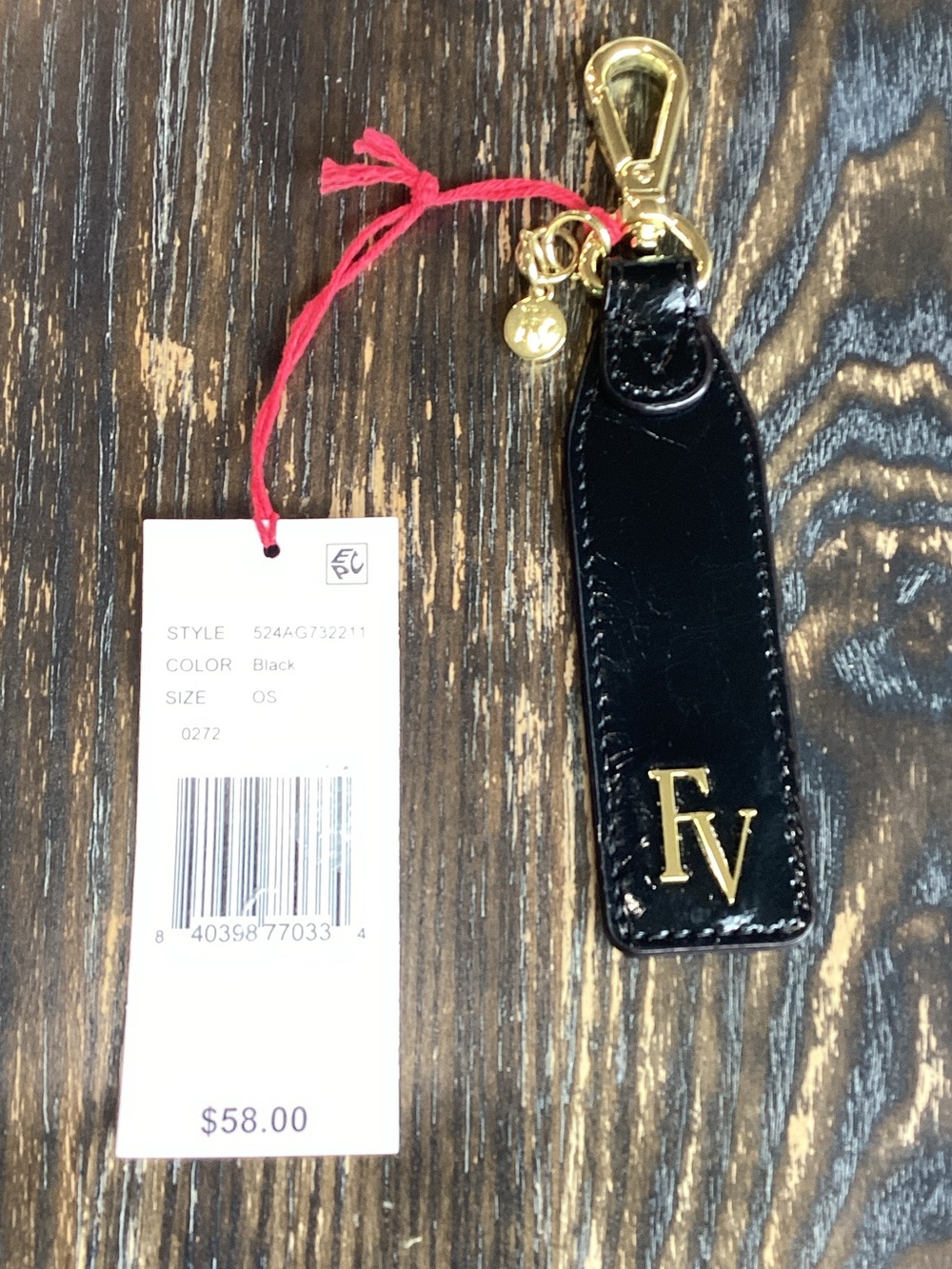Frances Valentine Black Patent Leather Key Holder Bag Charm